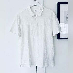 John Varvatos USA White Slub Pima Cotton Polo size Large